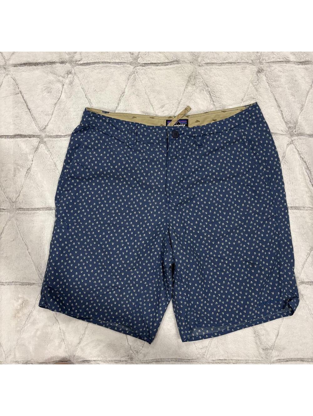 Patagonia Active Men's Size 34 Blue Printed Nylon Casual Shorts Comfortable